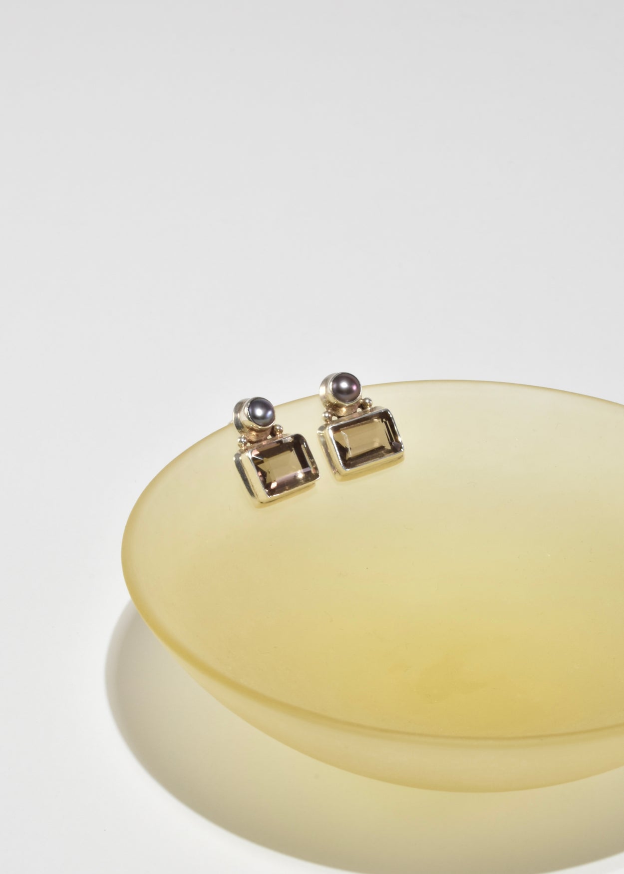 Smoky Quartz Pearl Earrings