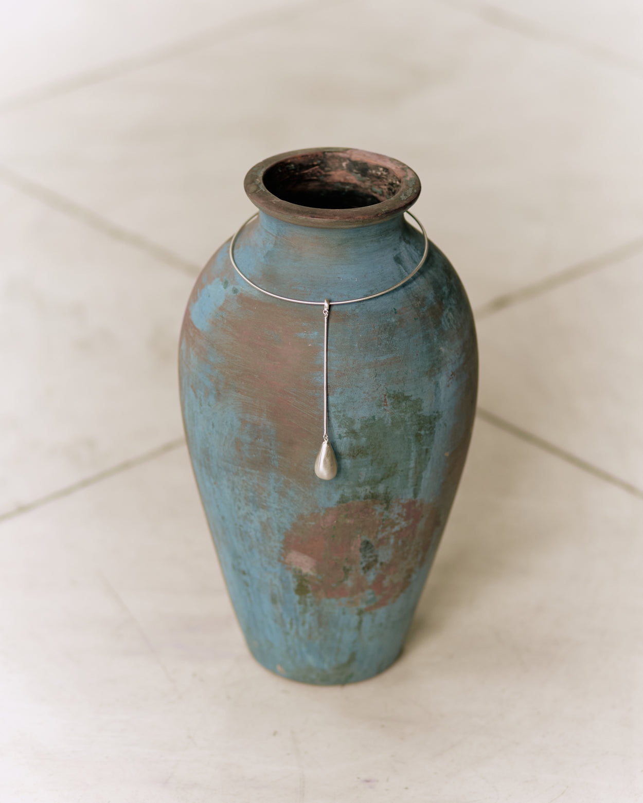 Blue Patinated Terracotta Vase