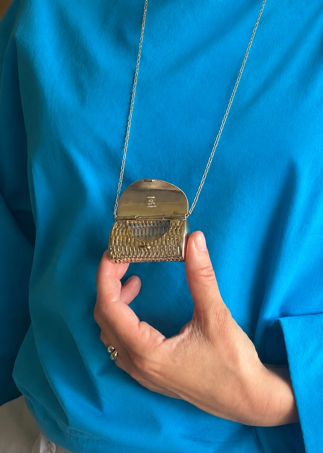Sterling Basket Pendant Necklace