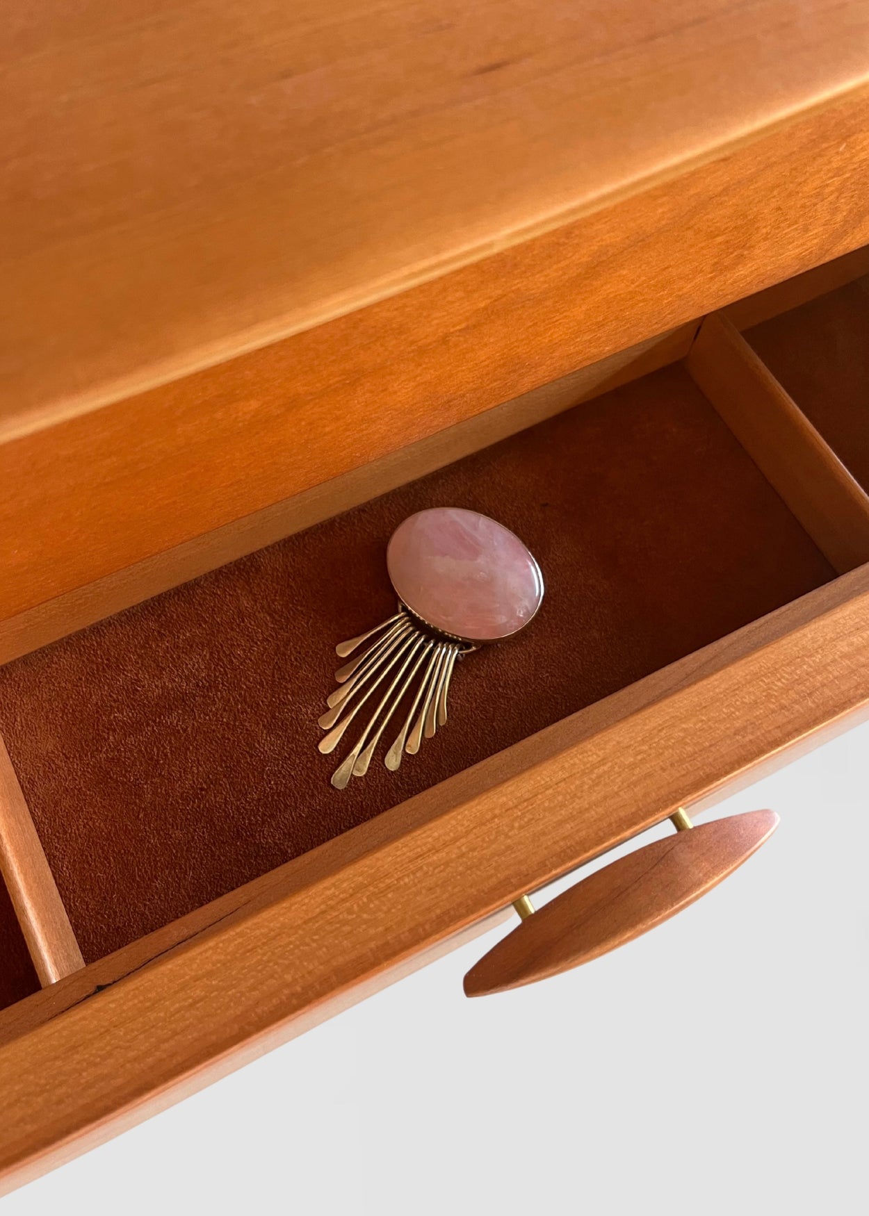 Rose Quartz Fringe Brooch