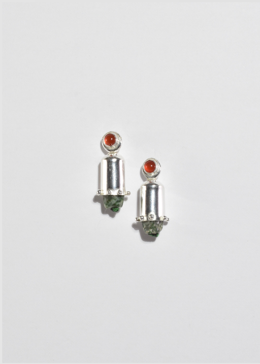 Agate Cylindrical Bullet Earrings