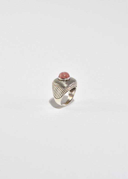 Ribbed Rose Quartz Ring