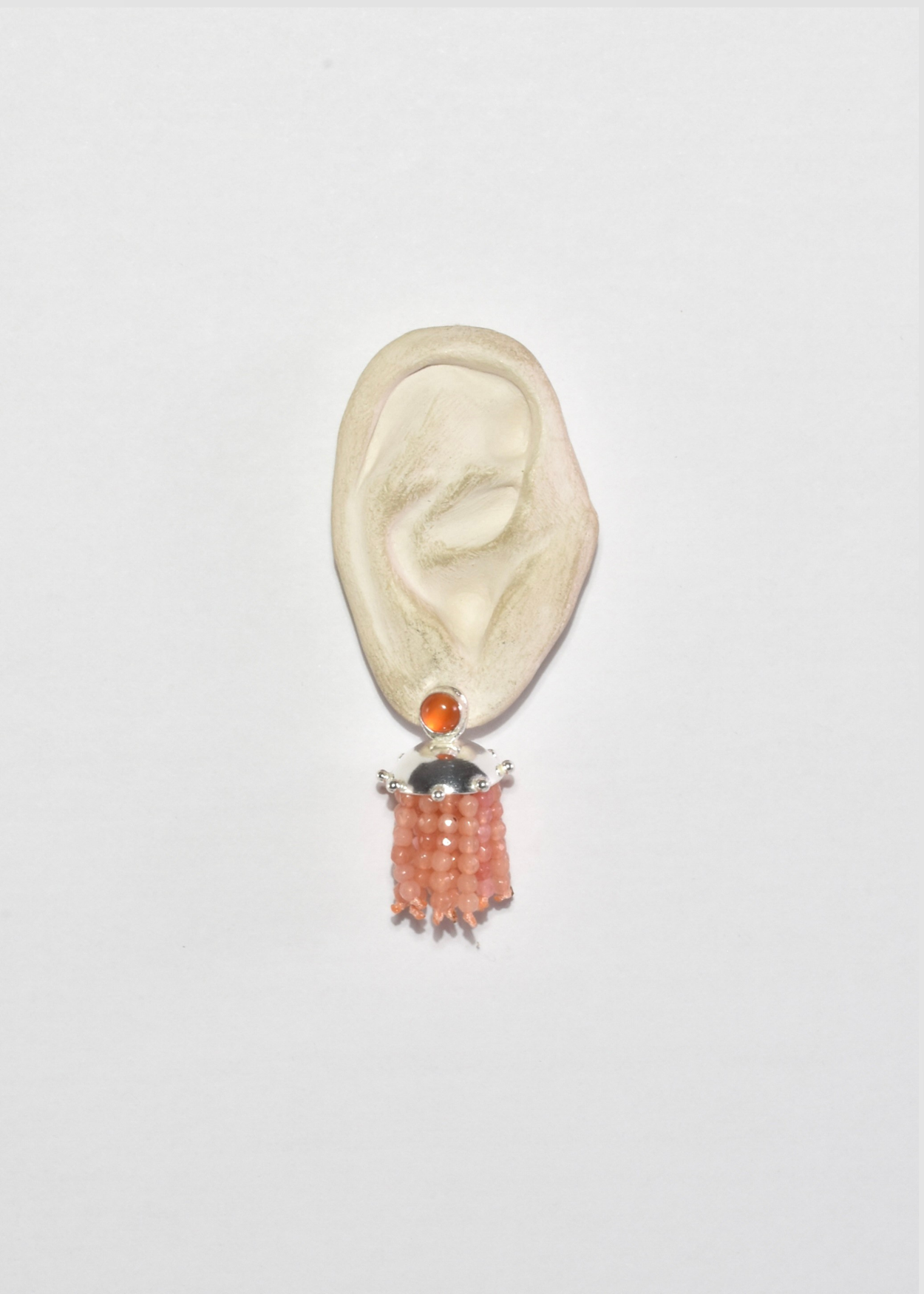 Pink Agate and Red Onyx Fringe Cupola Earrings