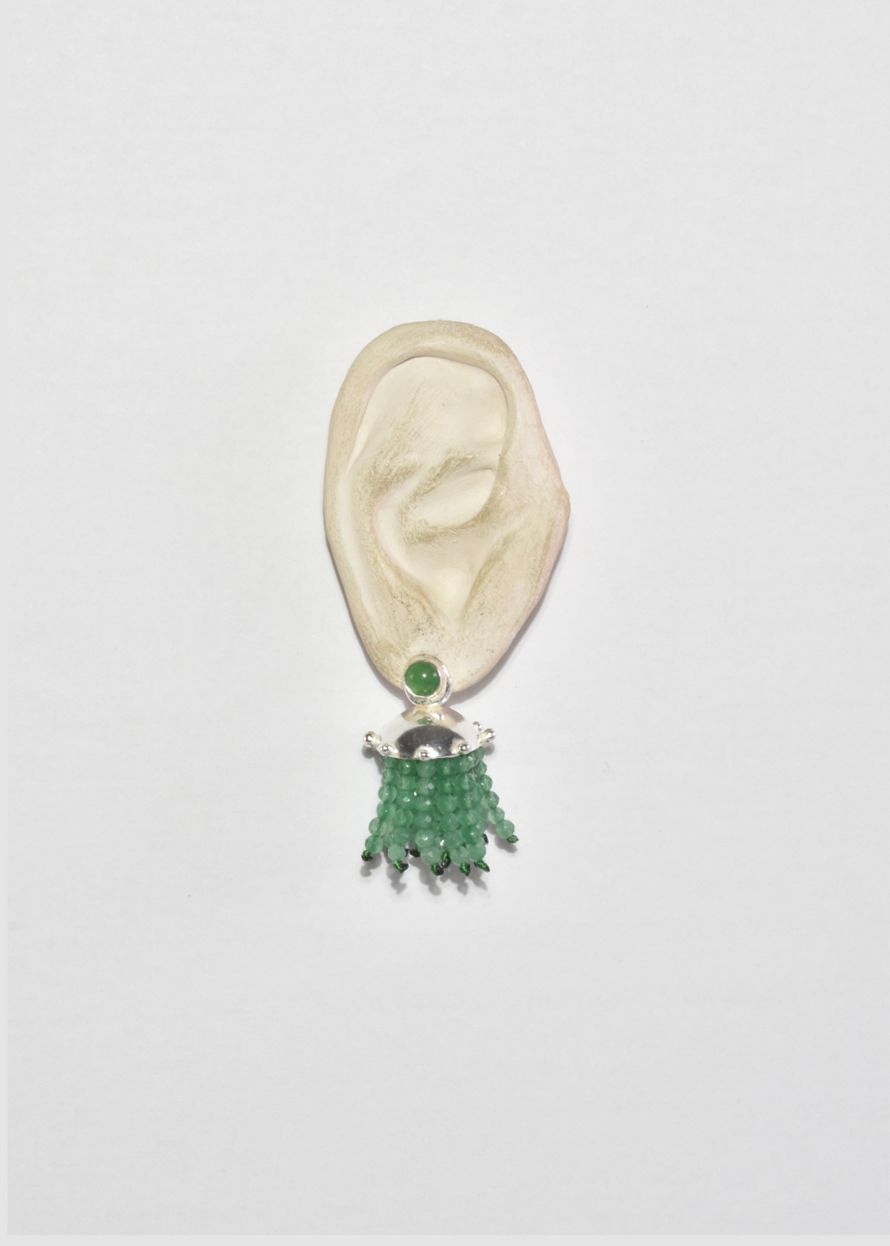 Green Agate and Aventurine Fringe Cupola Earrings