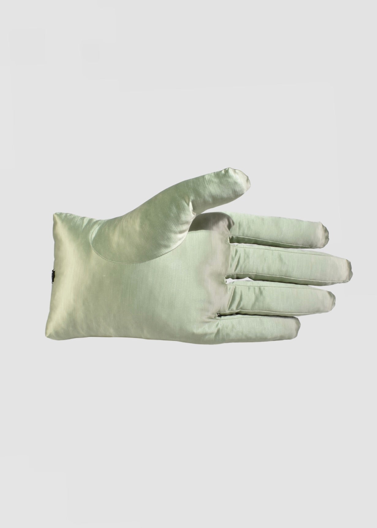 Left Hand Pillow in Green Silk Dupioni