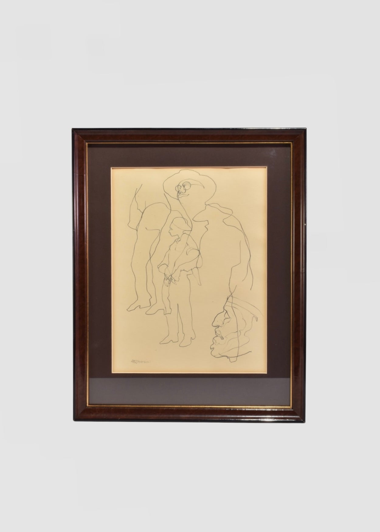 Figures Line Drawing, Framed