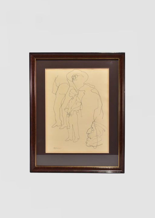 Figures Line Drawing, Framed