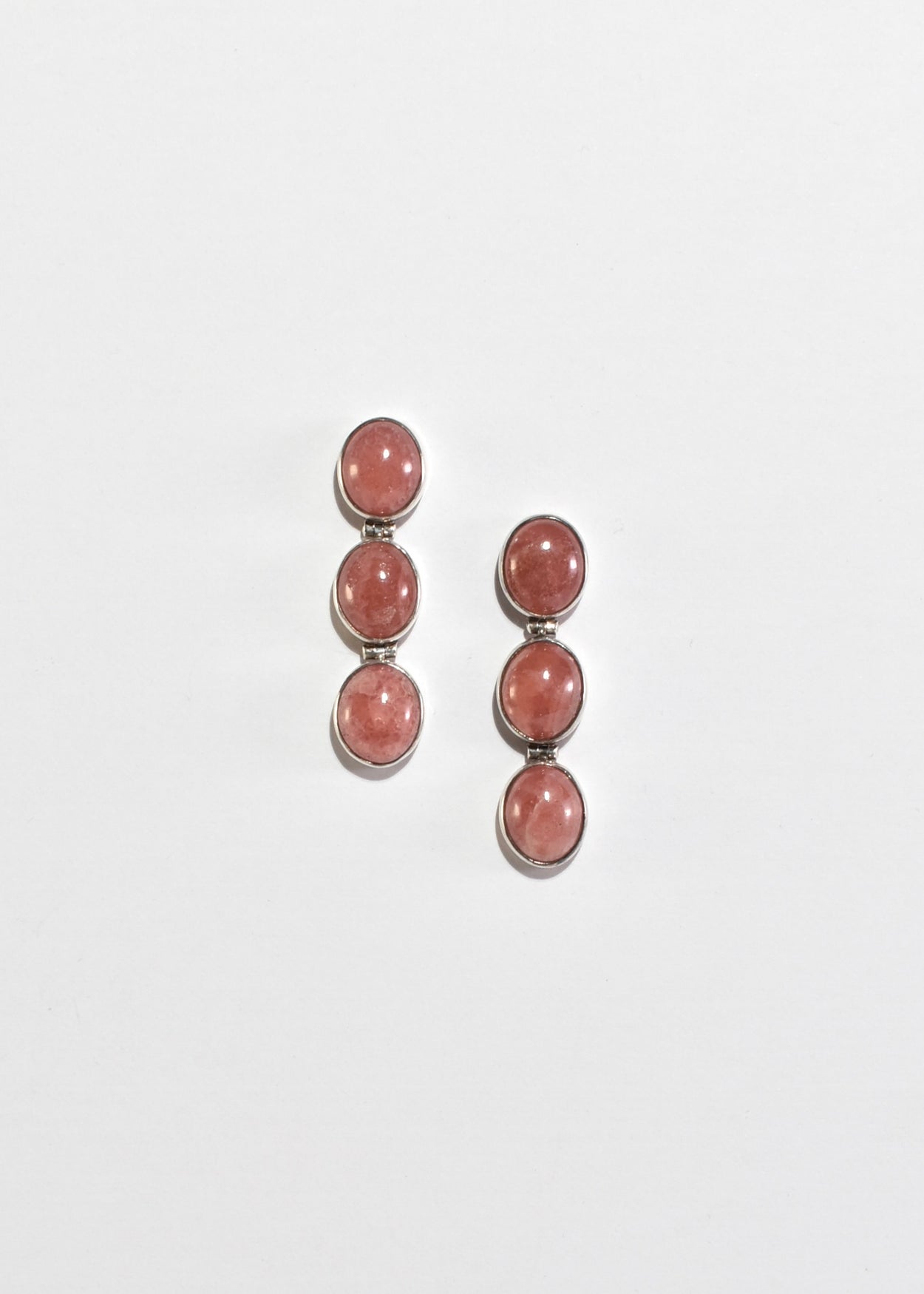 Oval Rhodochrosite Drop Earrings
