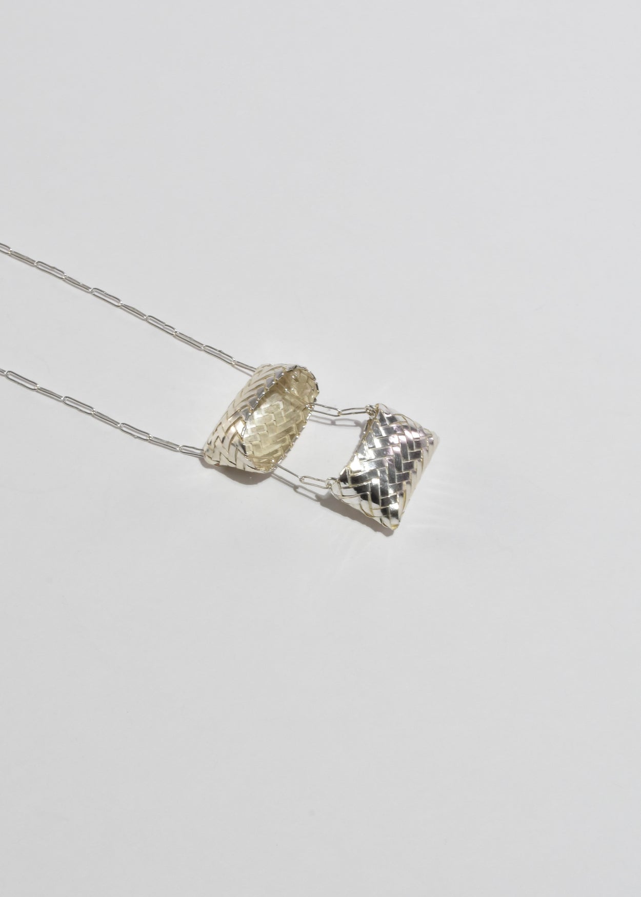 Petite Woven Sterling Box Necklace