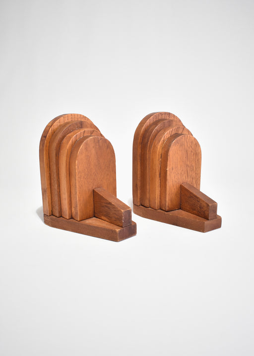 Stepped Wooden Bookends