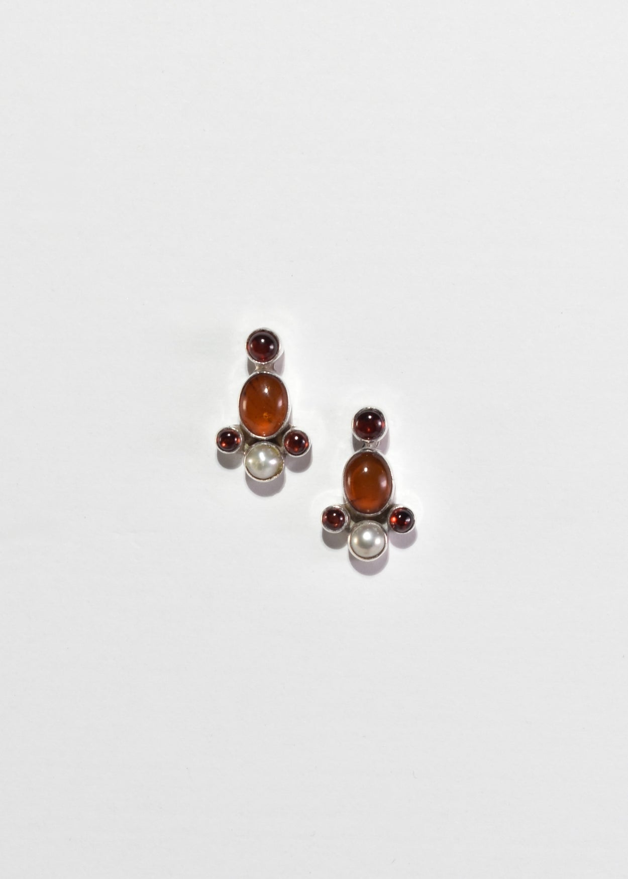 Amber Garnet Pearl Earrings
