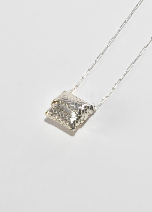 Petite Woven Sterling Box Necklace