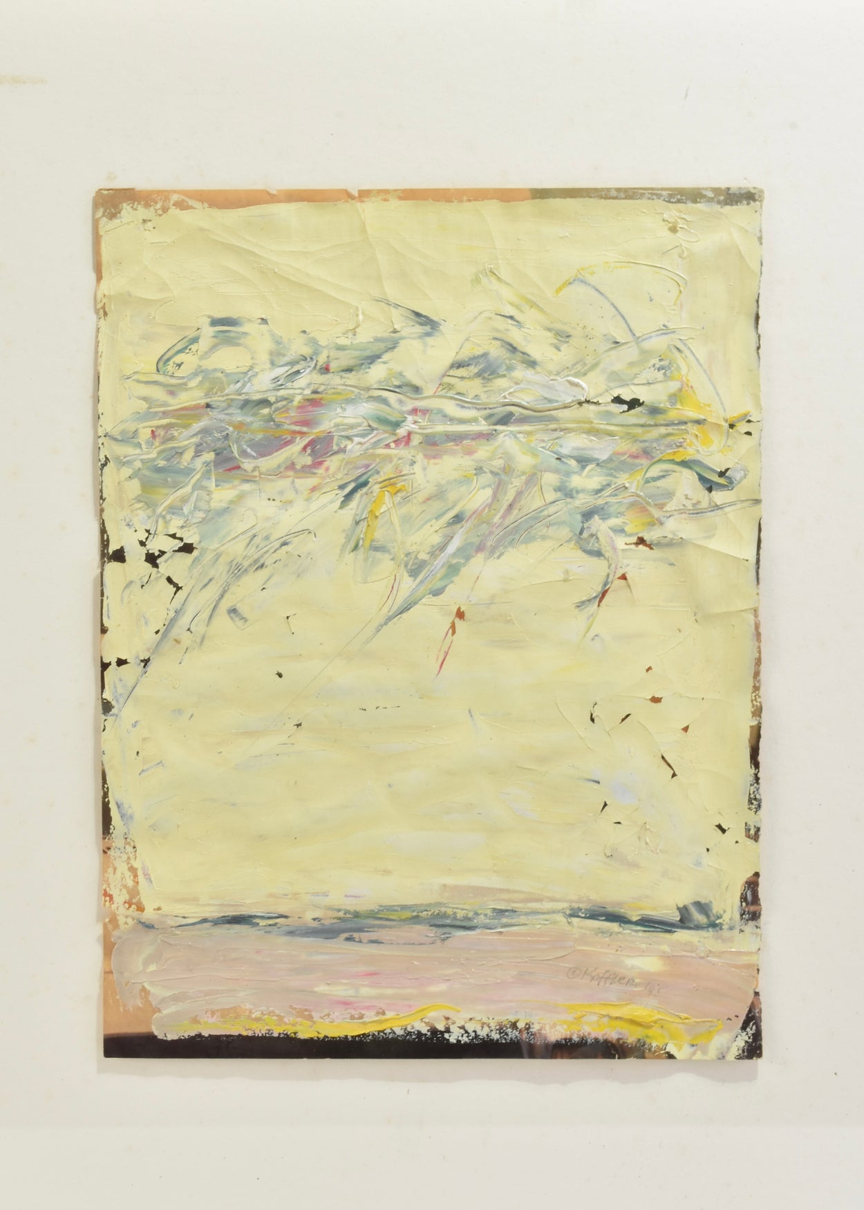 Pale Yellow Oil on Canvas, Framed