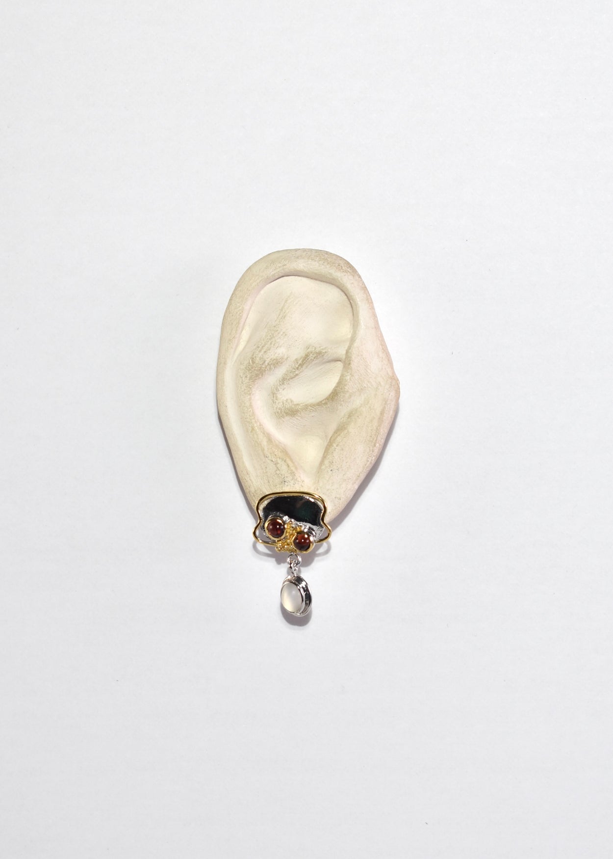 Abstract Garnet Moonstone Earrings