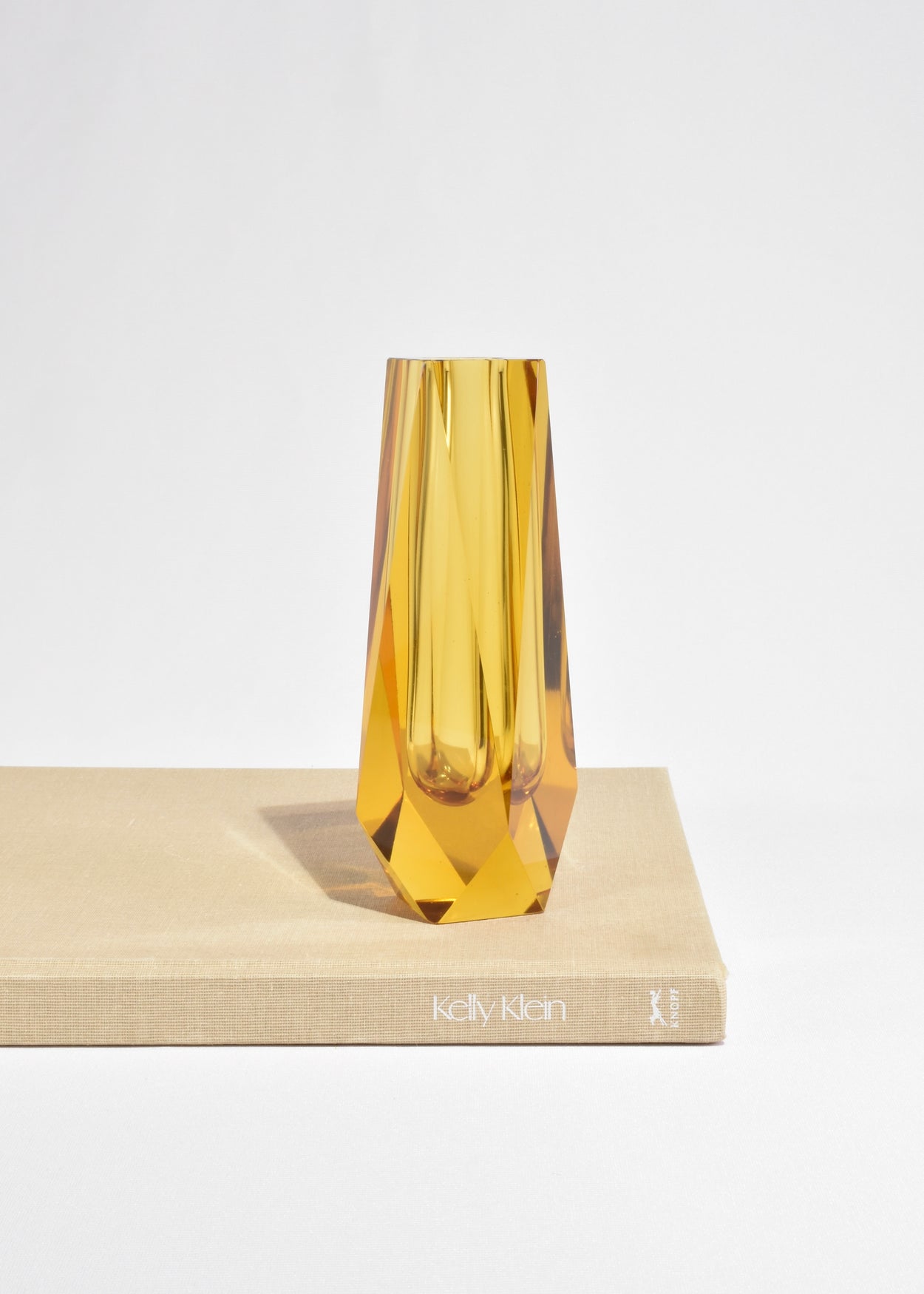 Faceted Marigold Glass Vase