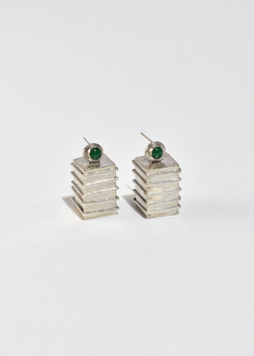 Rectangular Green Onyx Earrings