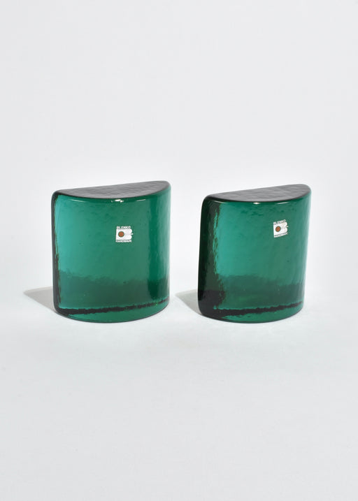 Teal Glass Bookends