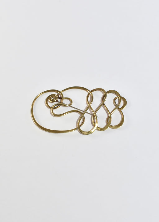 Abstract Brass Brooch