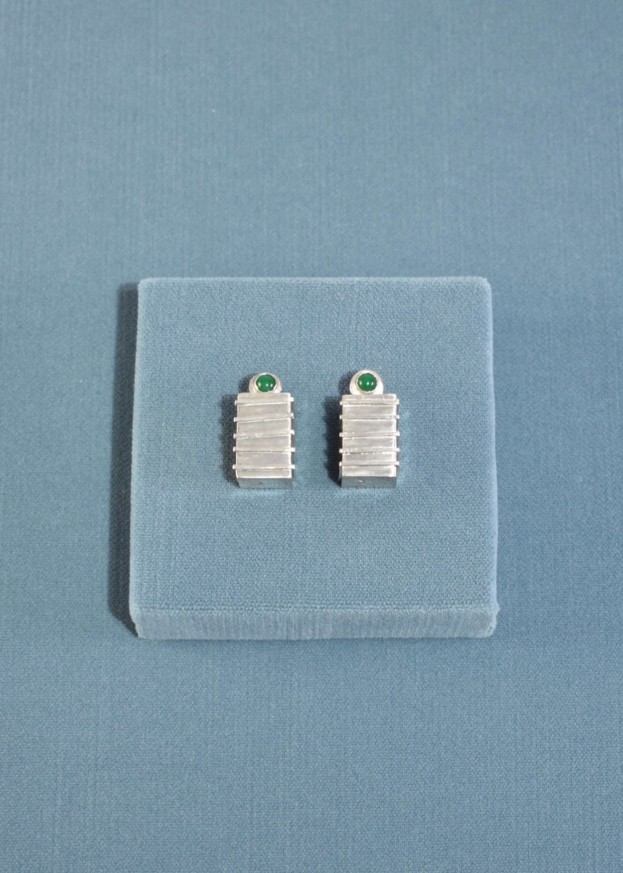 Rectangular Green Onyx Earrings