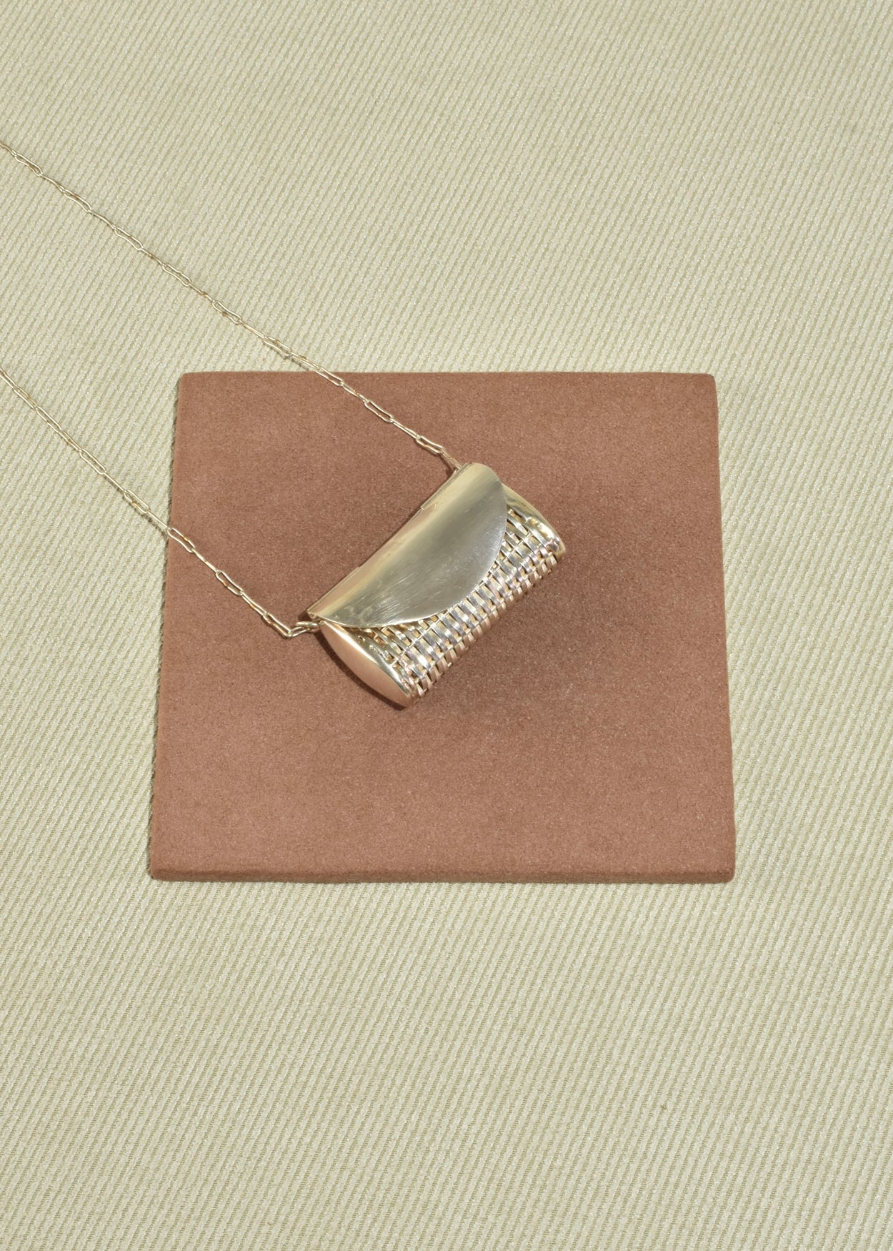 Sterling Basket Pendant Necklace