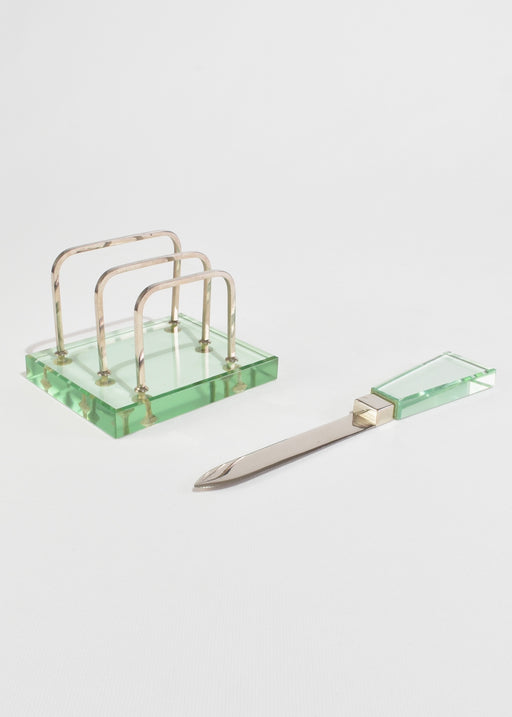 Green Glass Desk Set