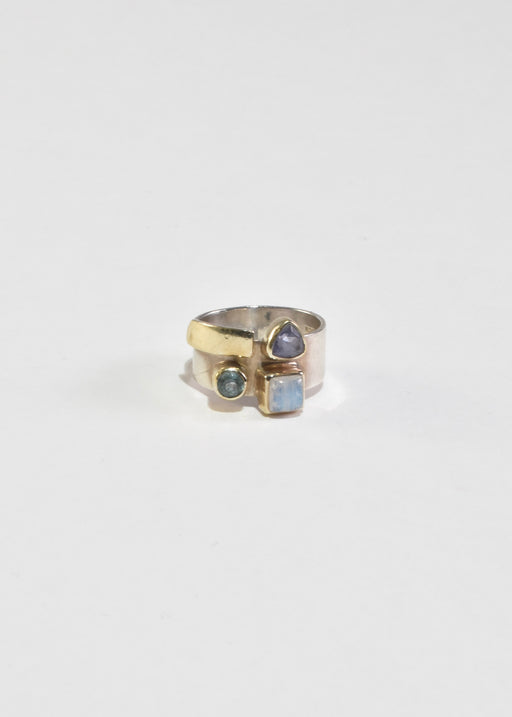 Moonstone Amethyst Peridot Ring