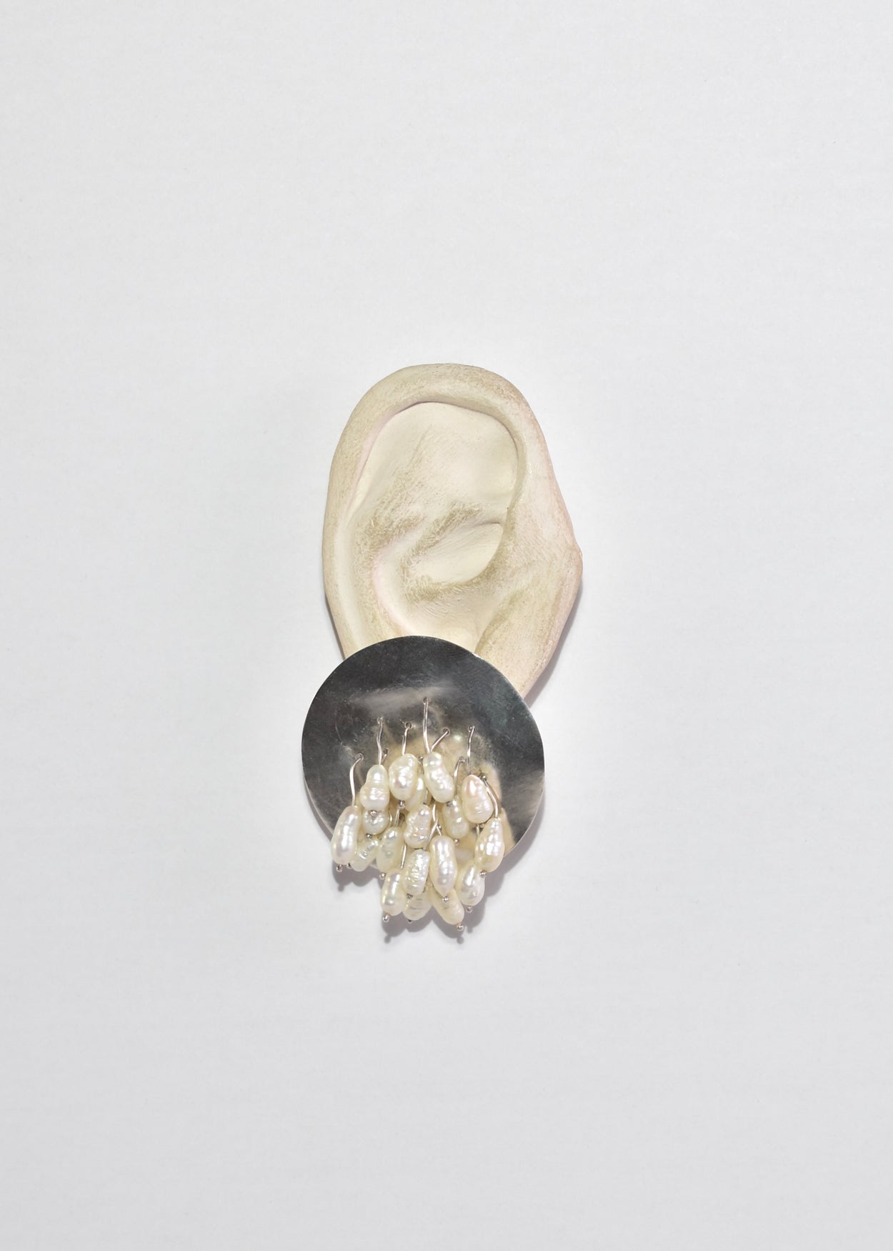 Pearl Fringe Disc Earrings