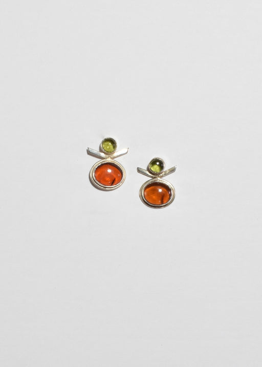 Modernist Amber Peridot Earrings