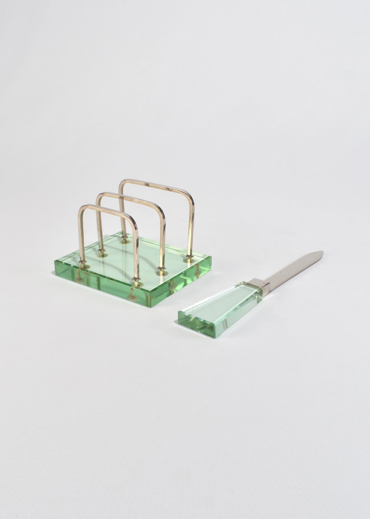Green Glass Desk Set