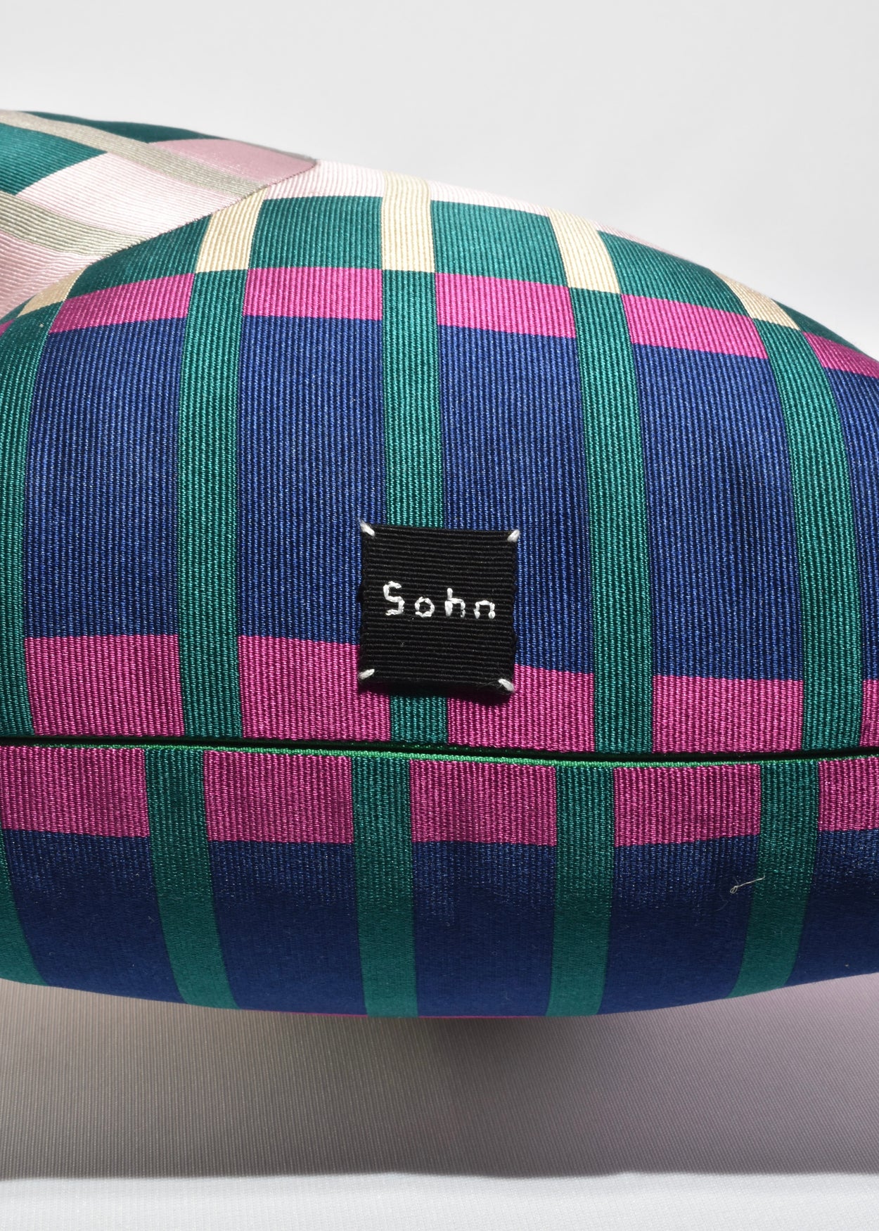 Left Hand Pillow in Striped Silk