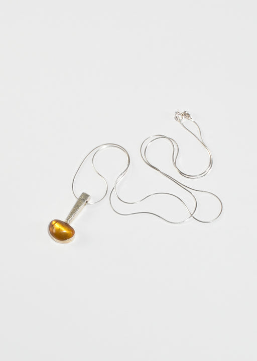 Textured Amber Pendant Necklace