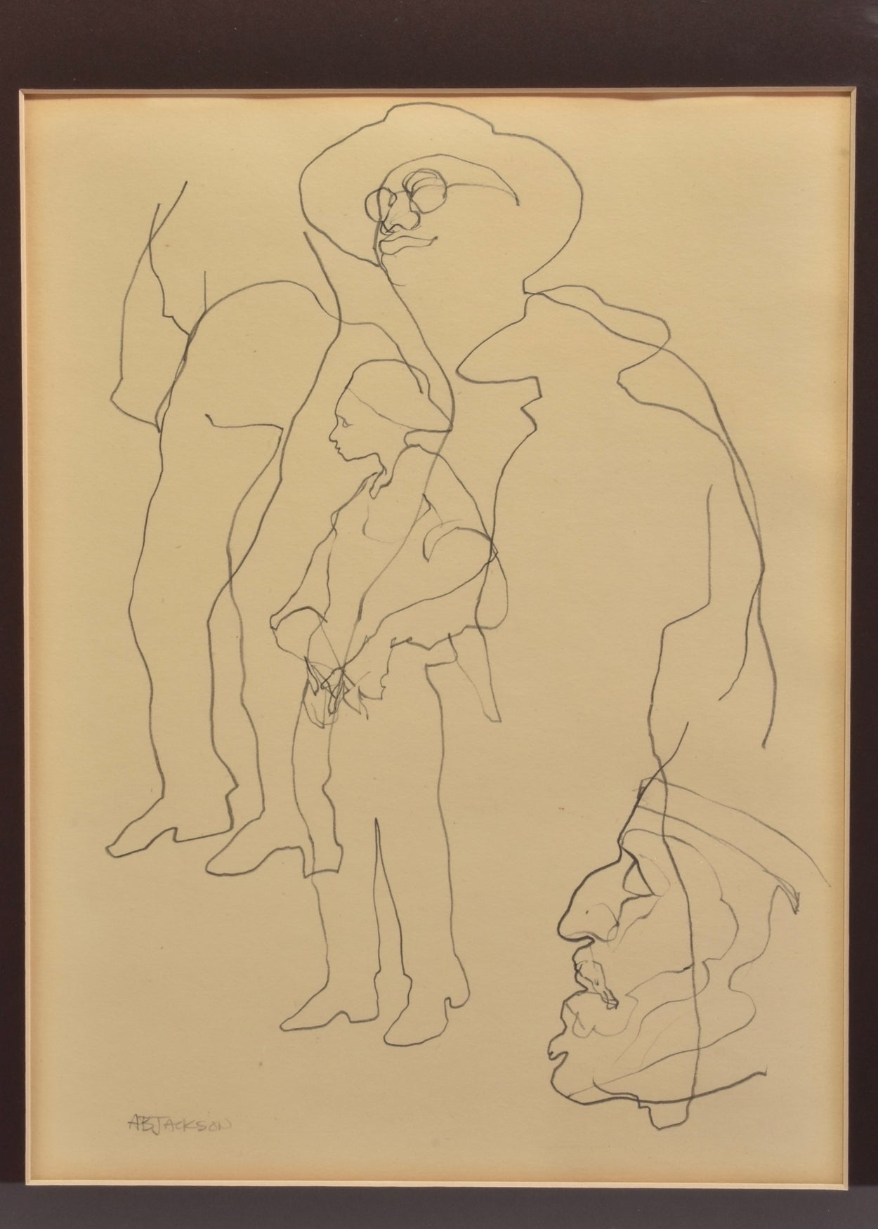 Figures Line Drawing, Framed