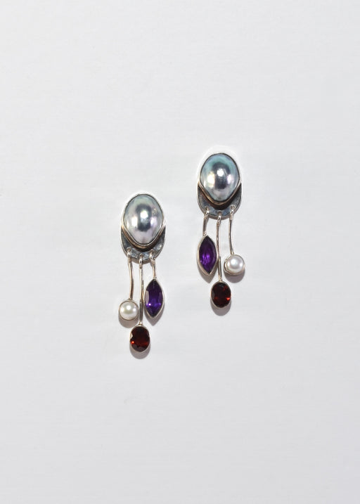 Pearl Multi Stone Earrings