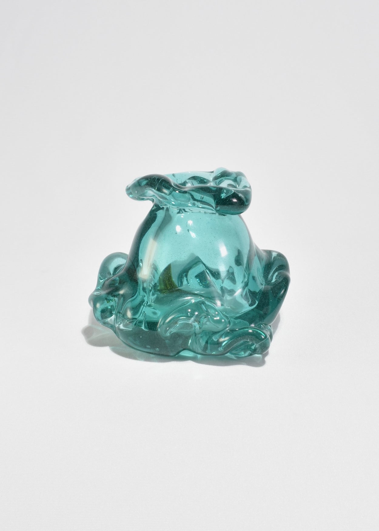 Teal Organic Blown Glass Vase