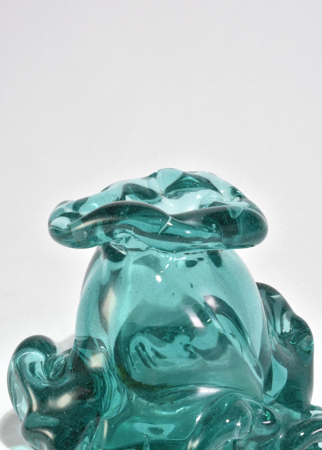 Teal Organic Blown Glass Vase