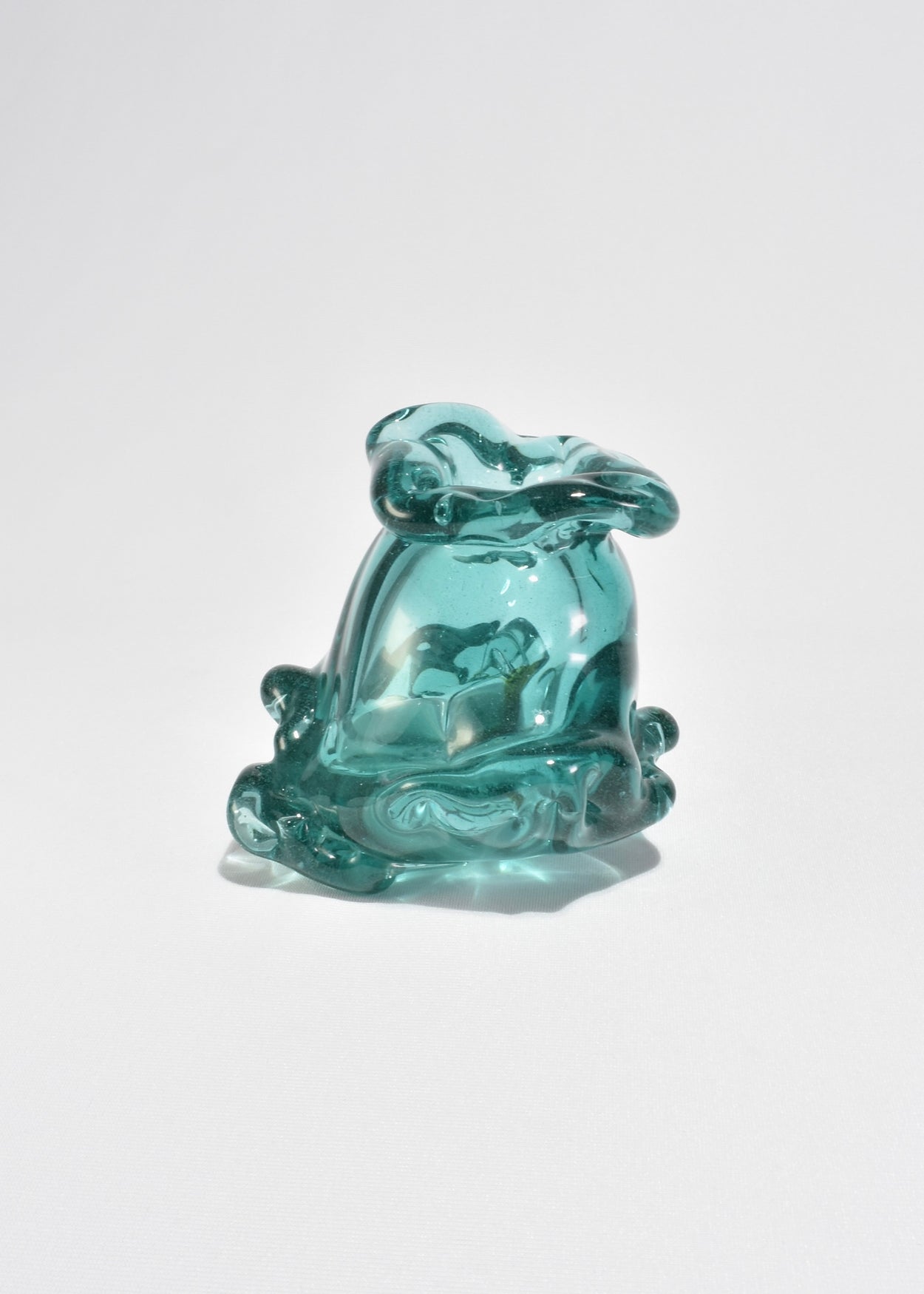 Teal Organic Blown Glass Vase
