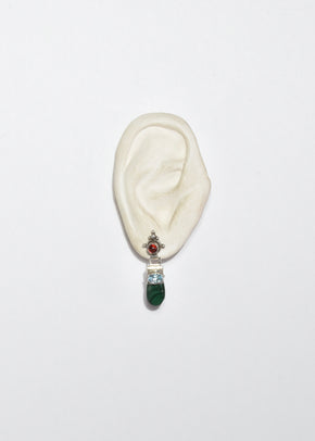 Garnet Aquamarine Malachite Earrings