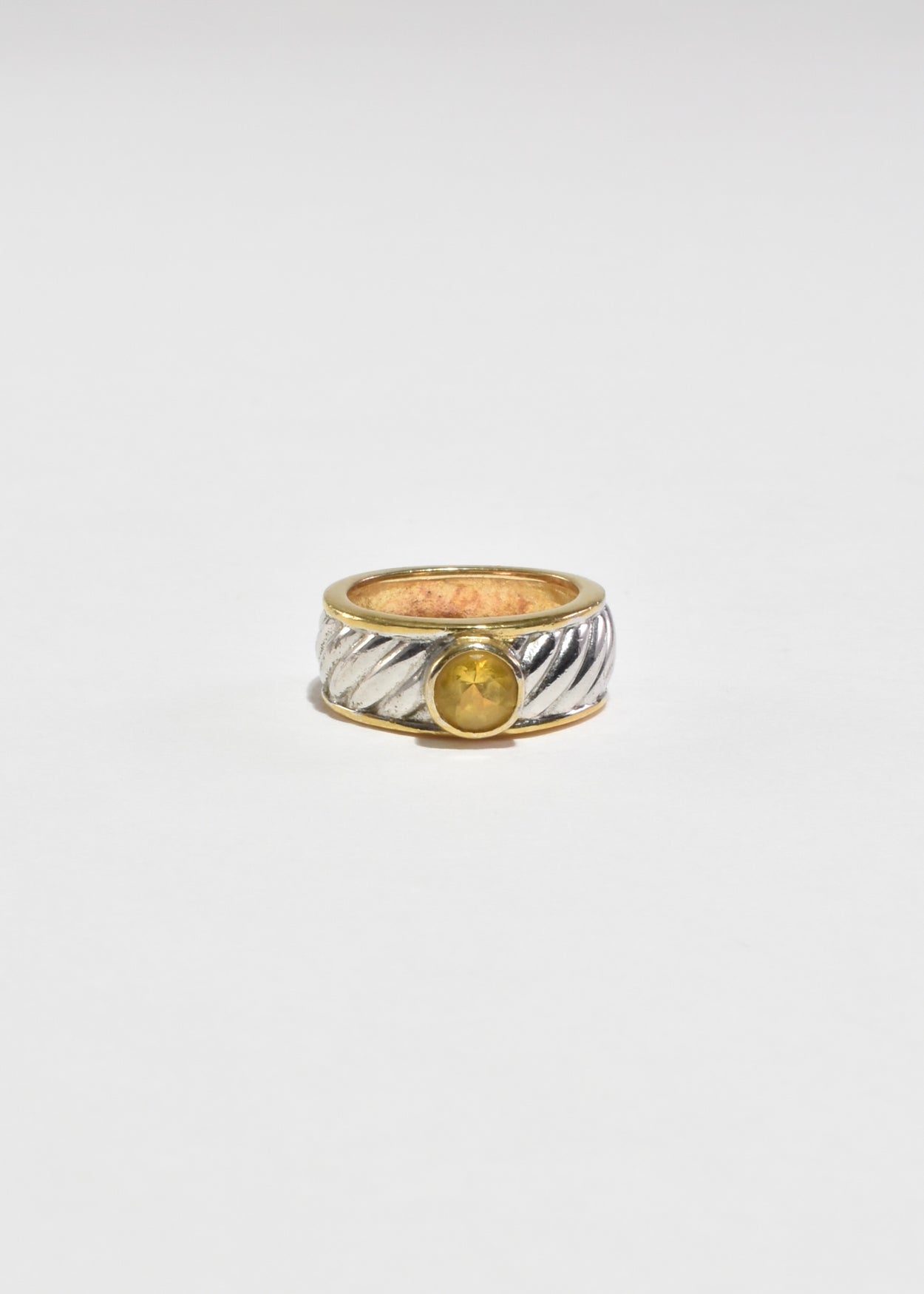 Ribbed Citrine Ring