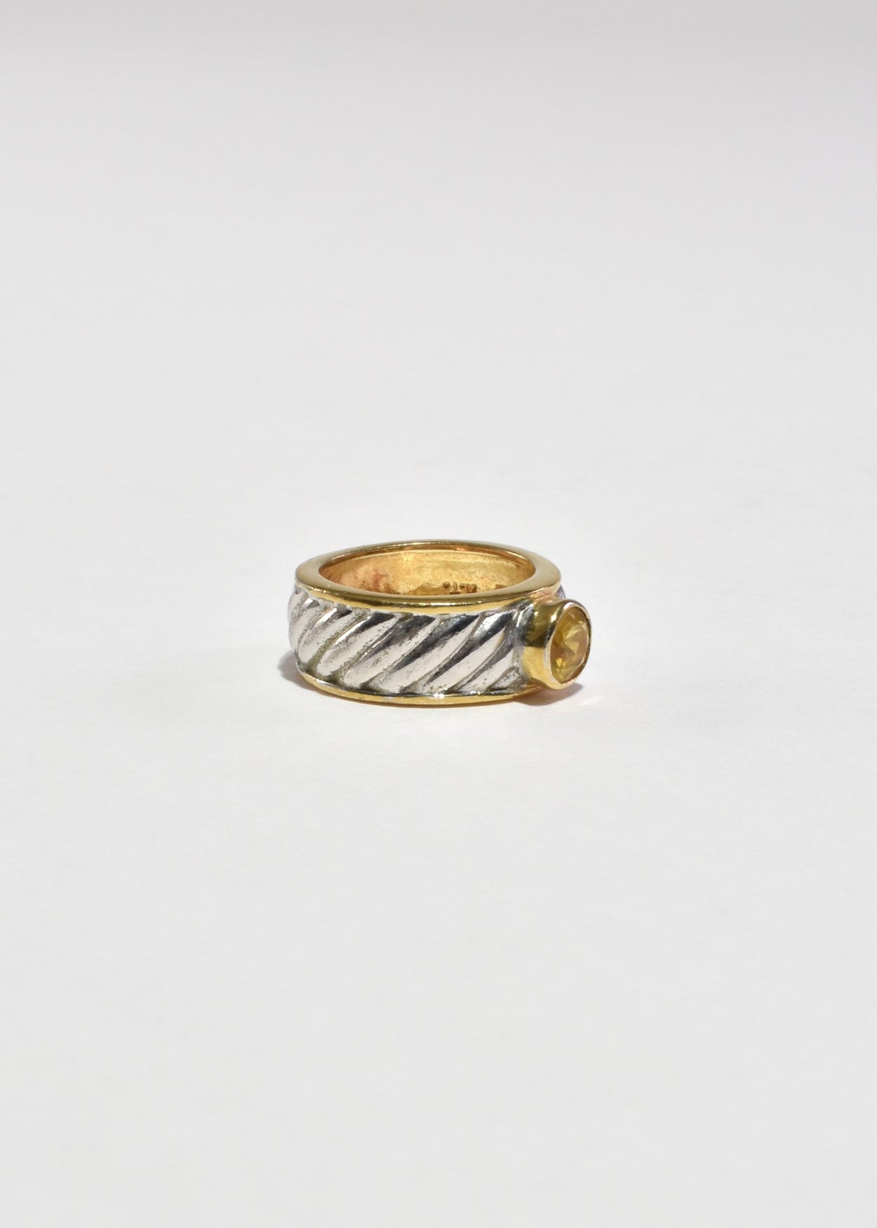 Ribbed Citrine Ring