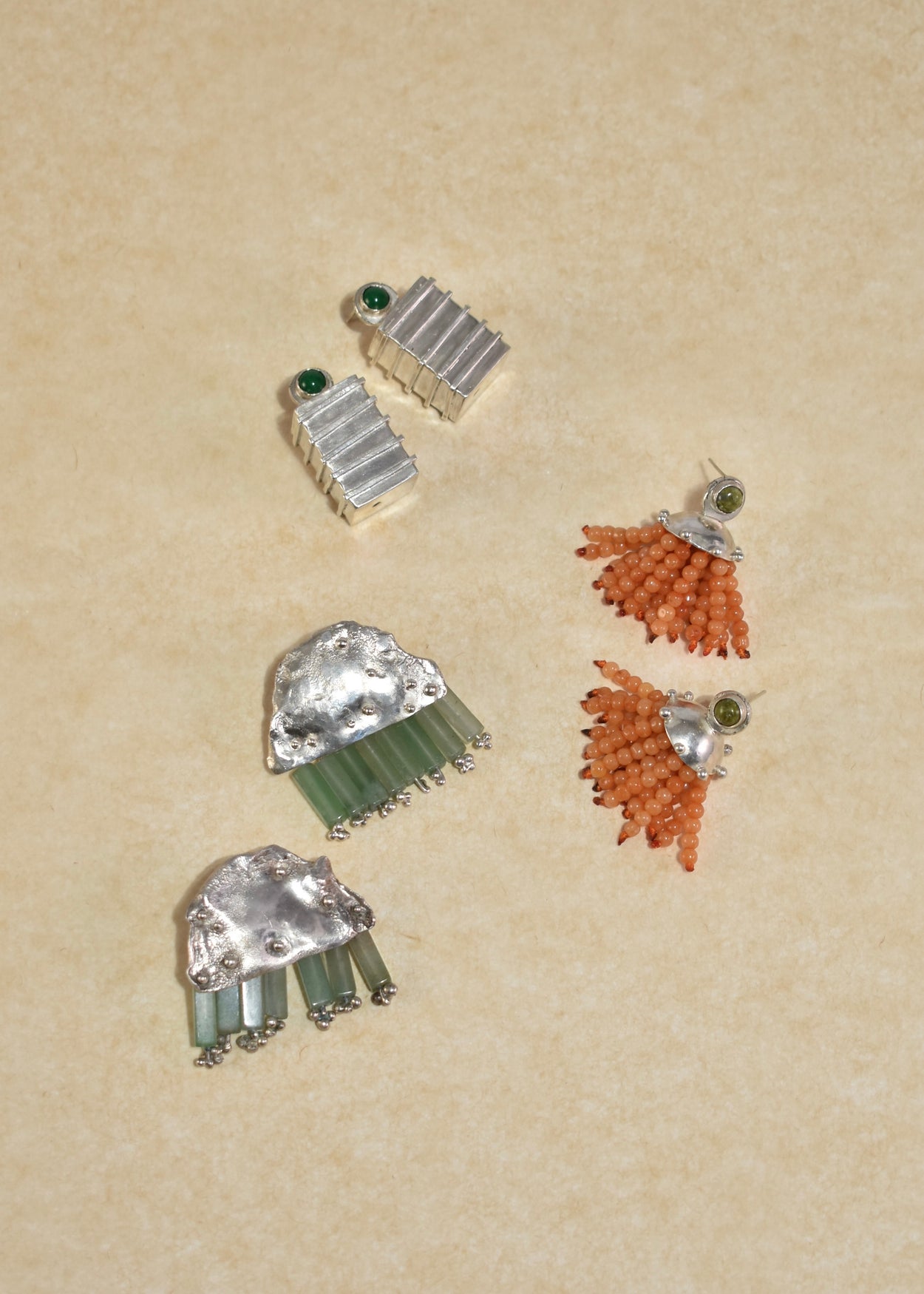 Rectangular Green Onyx Earrings