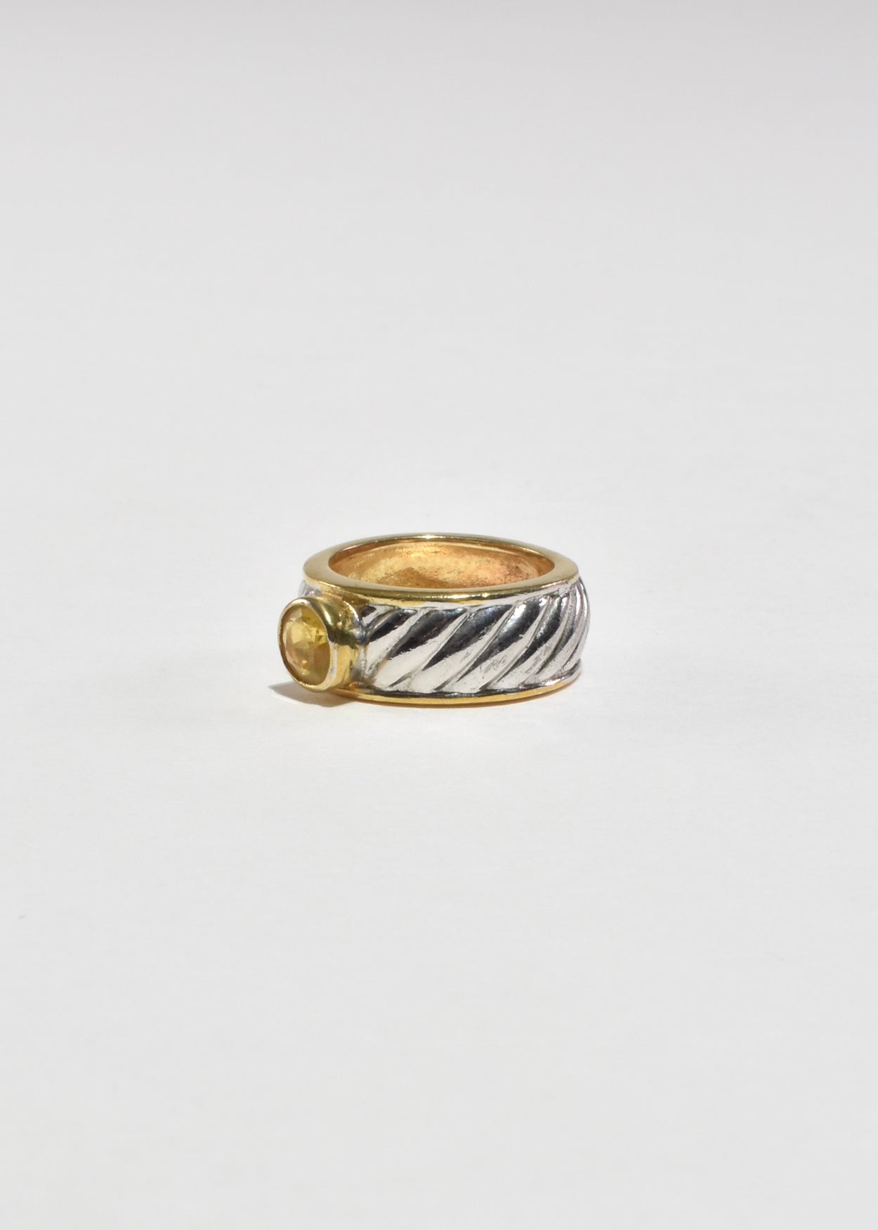 Ribbed Citrine Ring