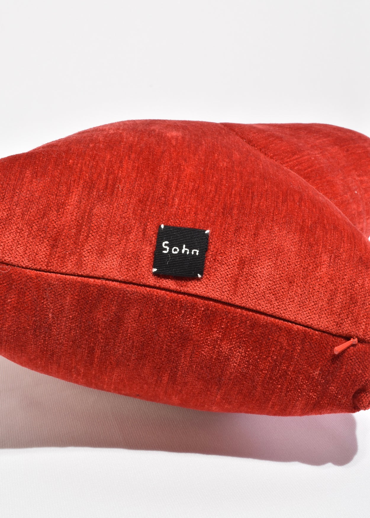 Right Hand Pillow in Red Chenille