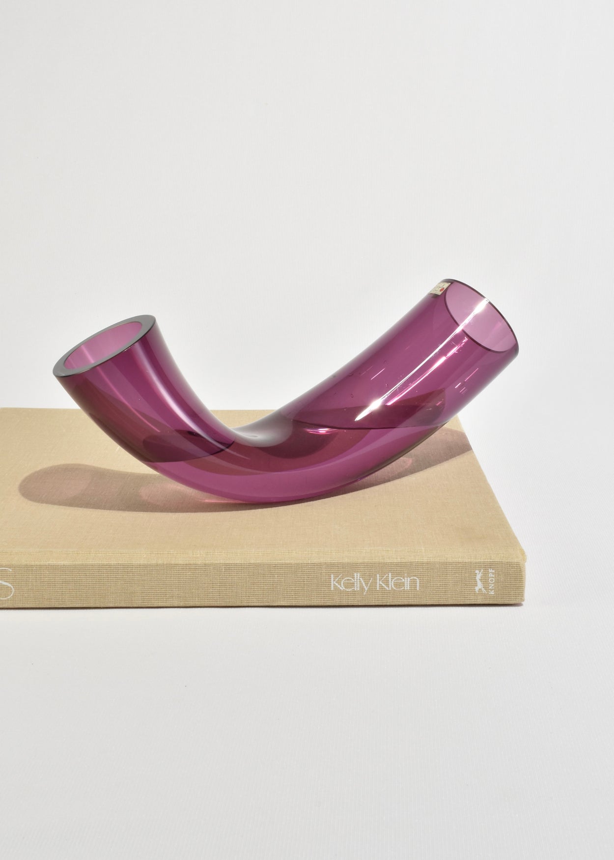 Purple Glass Curved Vase