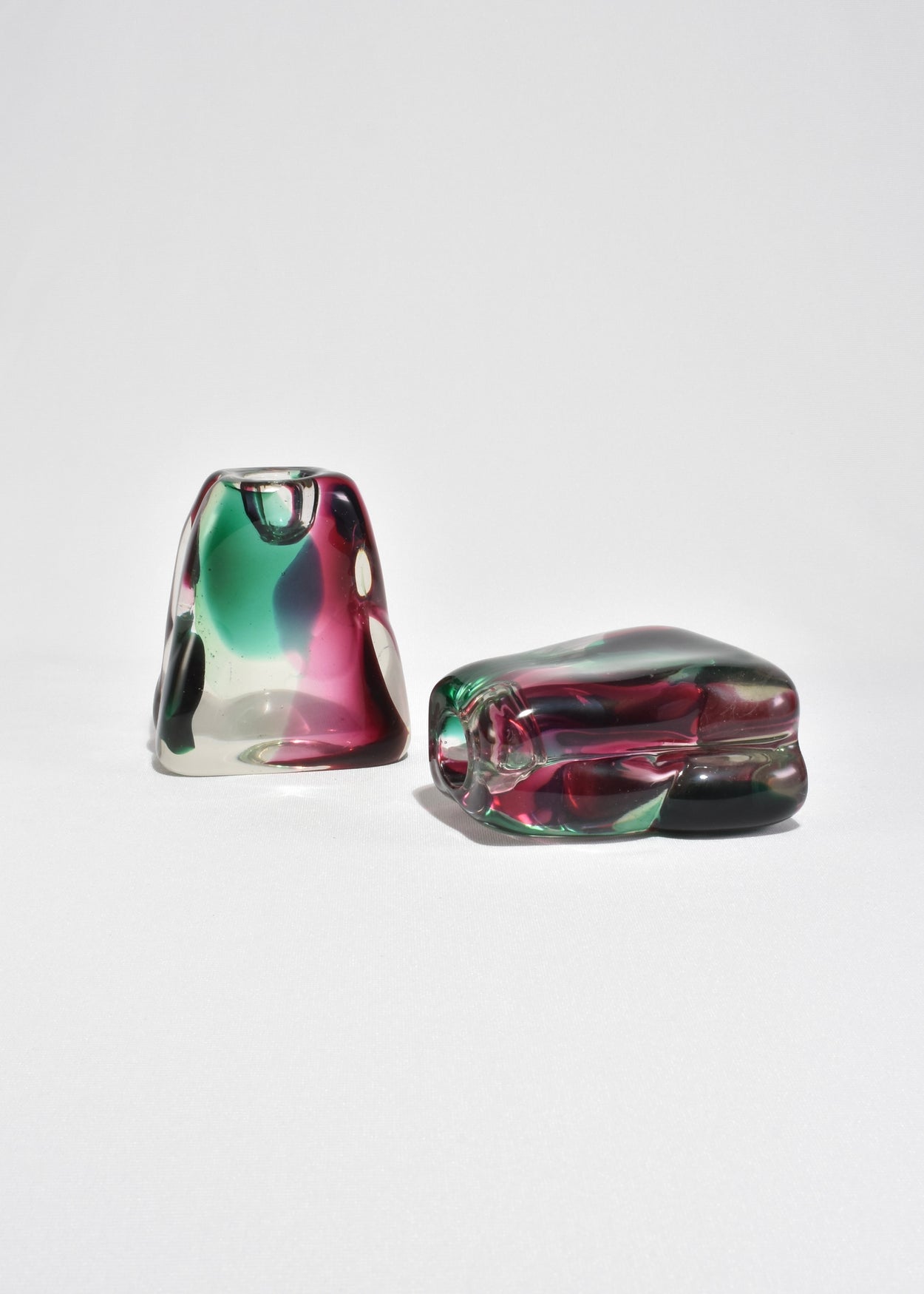 Colorful Art Glass Candleholder Set