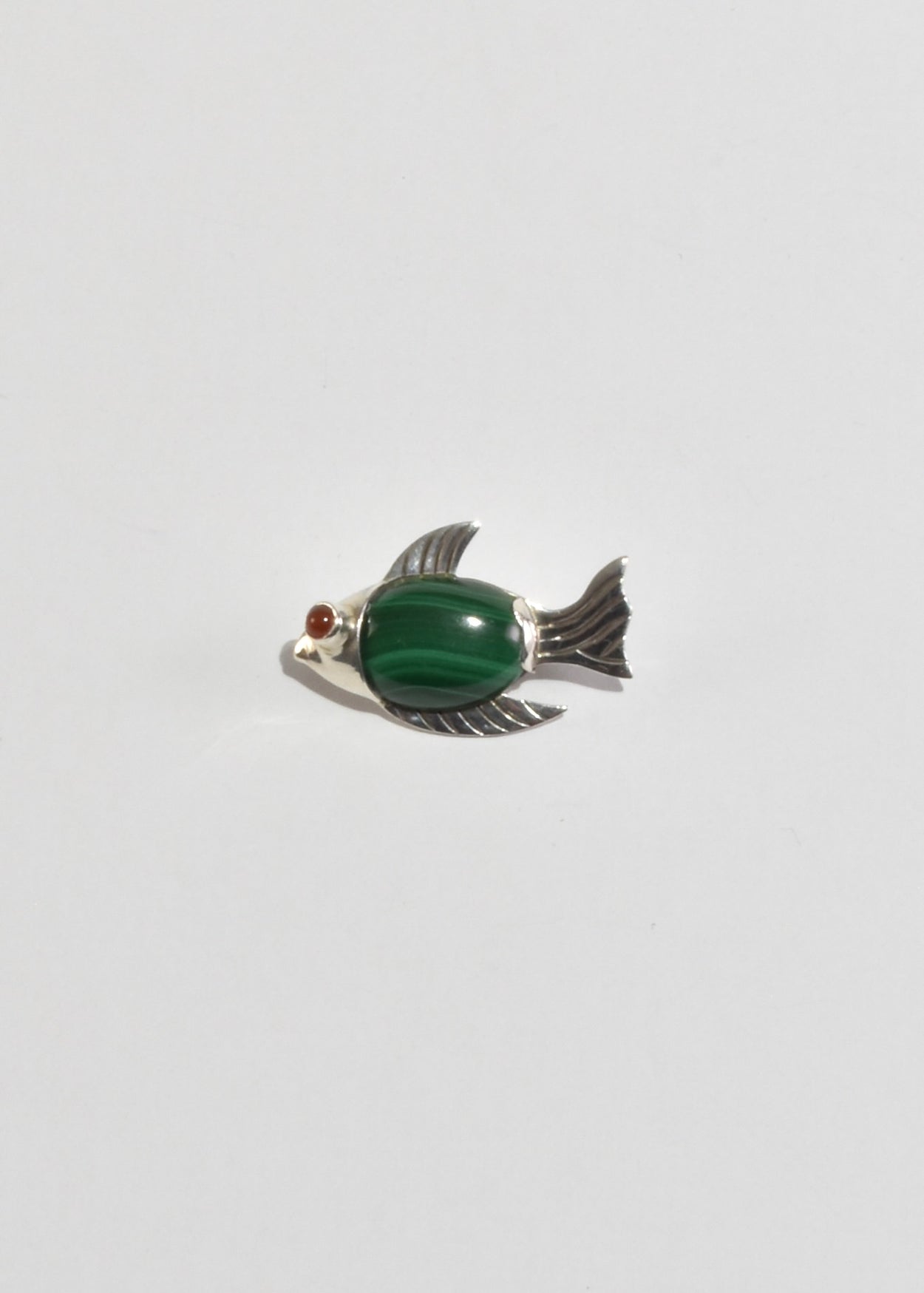 Malachite Carnelian Fish Brooch