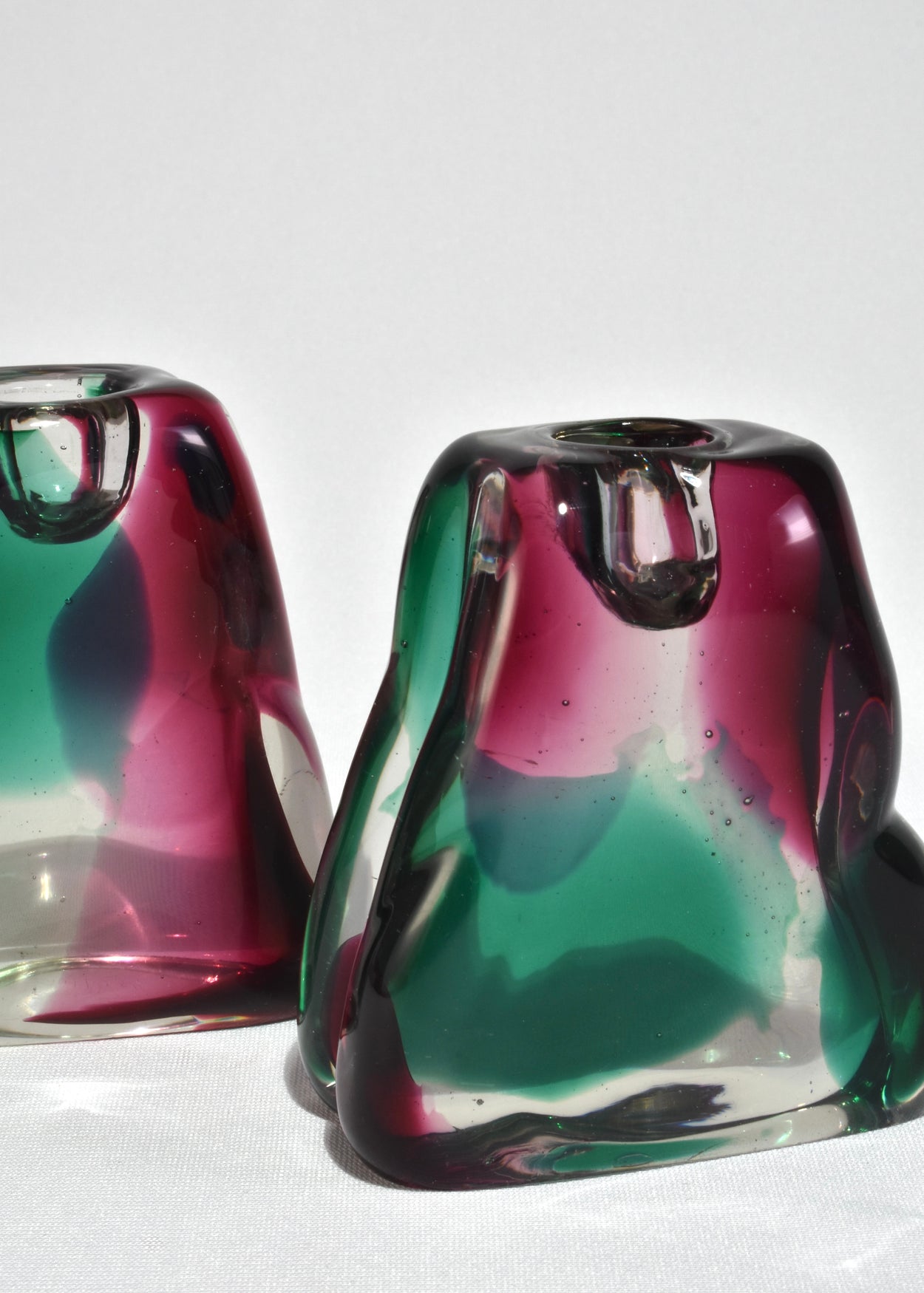 Colorful Art Glass Candleholder Set