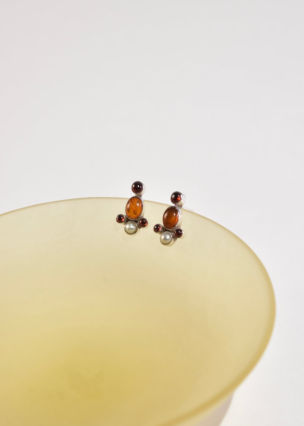 Amber Garnet Pearl Earrings