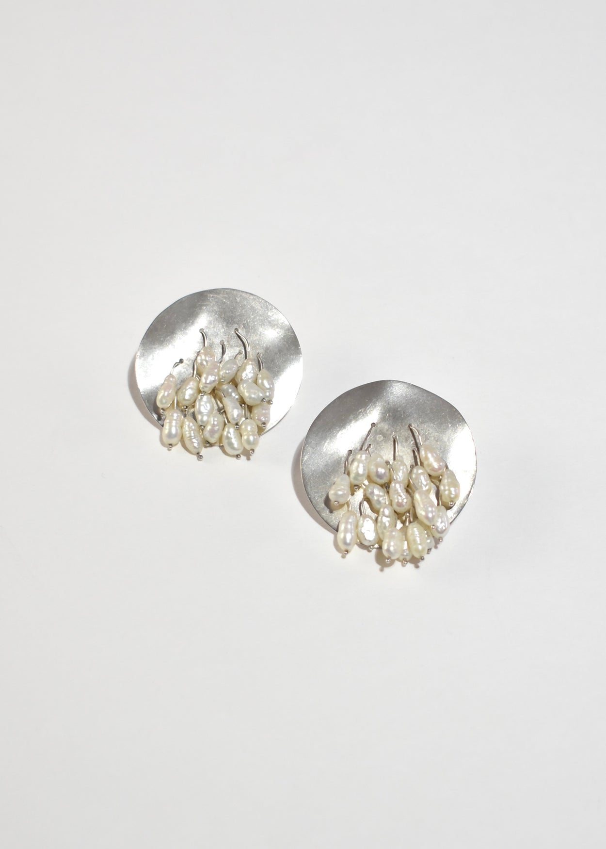 Pearl Fringe Disc Earrings