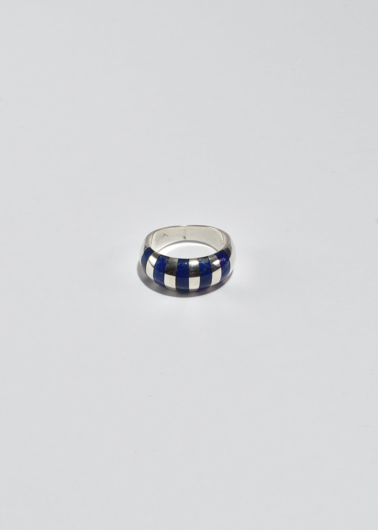 Platinum Striped Lapis Ring