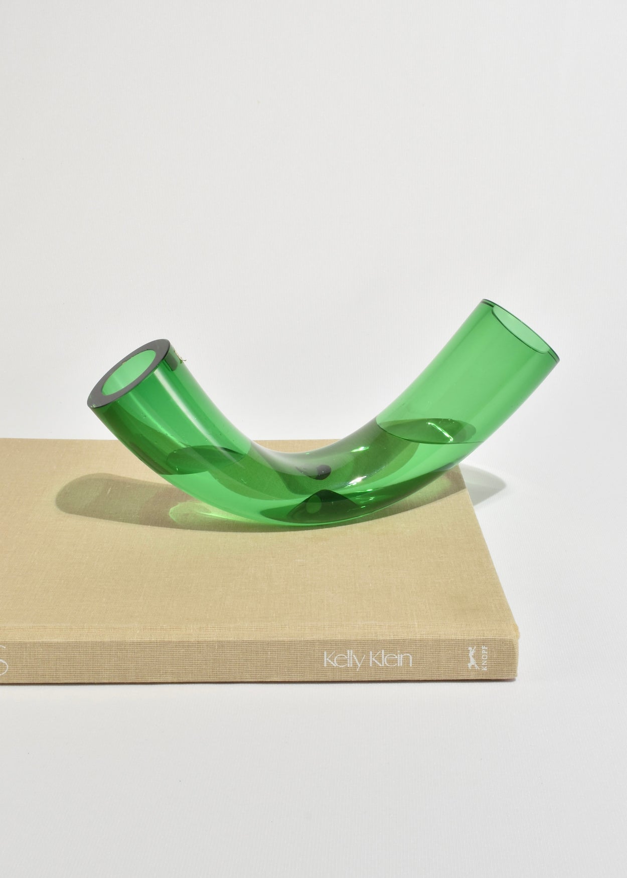 Green Glass Curved Vase